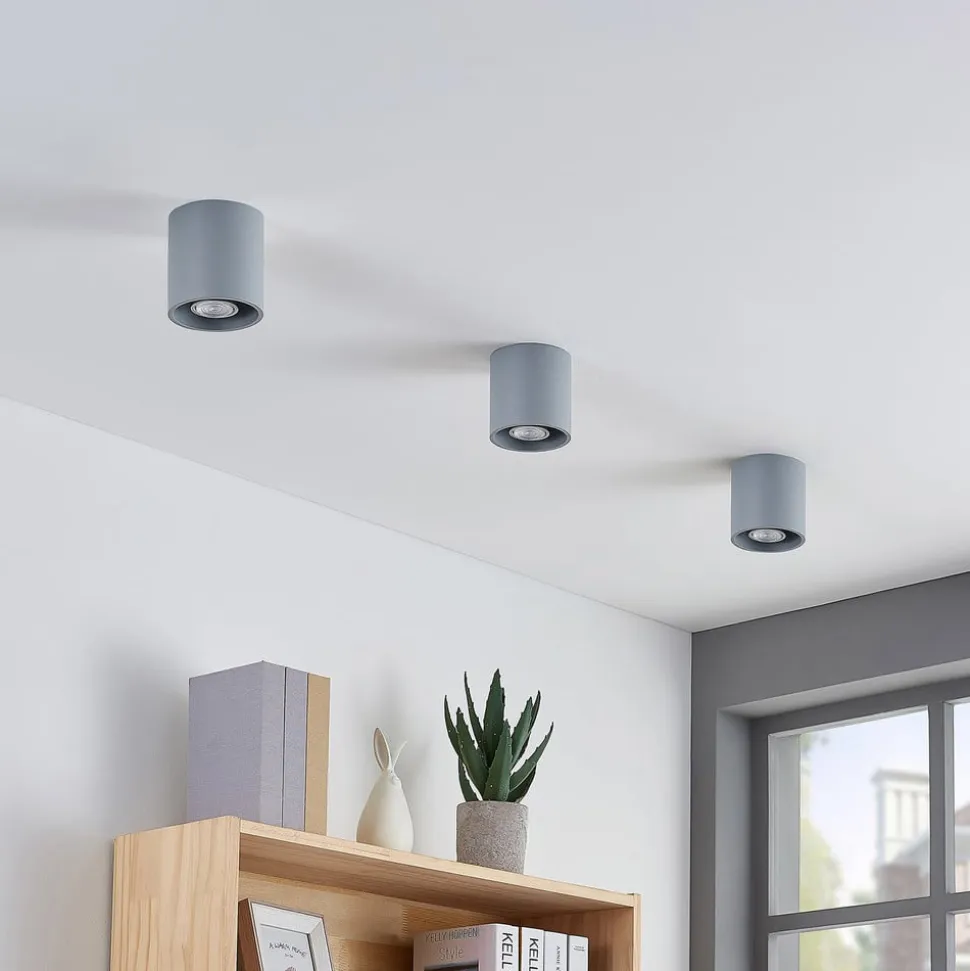 Lindby Parvin aluminium downlight, rund, grå