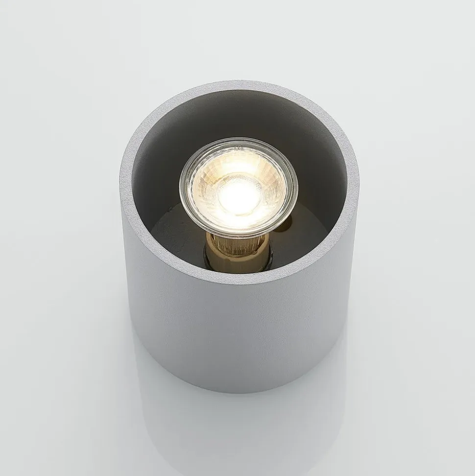 Lindby Parvin aluminium downlight, rund, grå