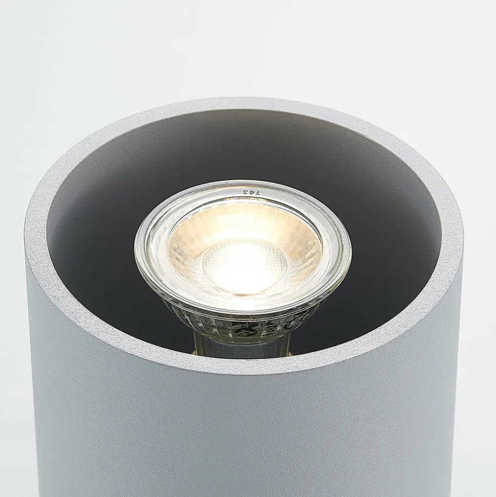 Lindby Parvin aluminium downlight, rund, grå