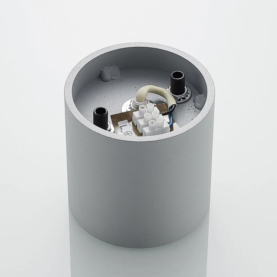 Lindby Parvin aluminium downlight, rund, grå