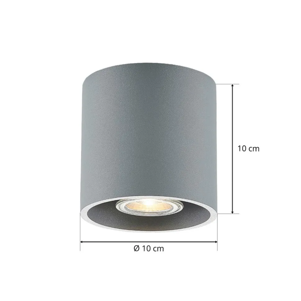 Lindby Parvin aluminium downlight, rund, grå