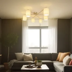 Lindby Pellinora loftlampe, nikkelfarve/hvid