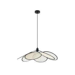 Lindby pendel Astraia, natur/sort, hør, Ø 80 cm