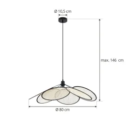 Lindby pendel Astraia, natur/sort, hør, Ø 80 cm