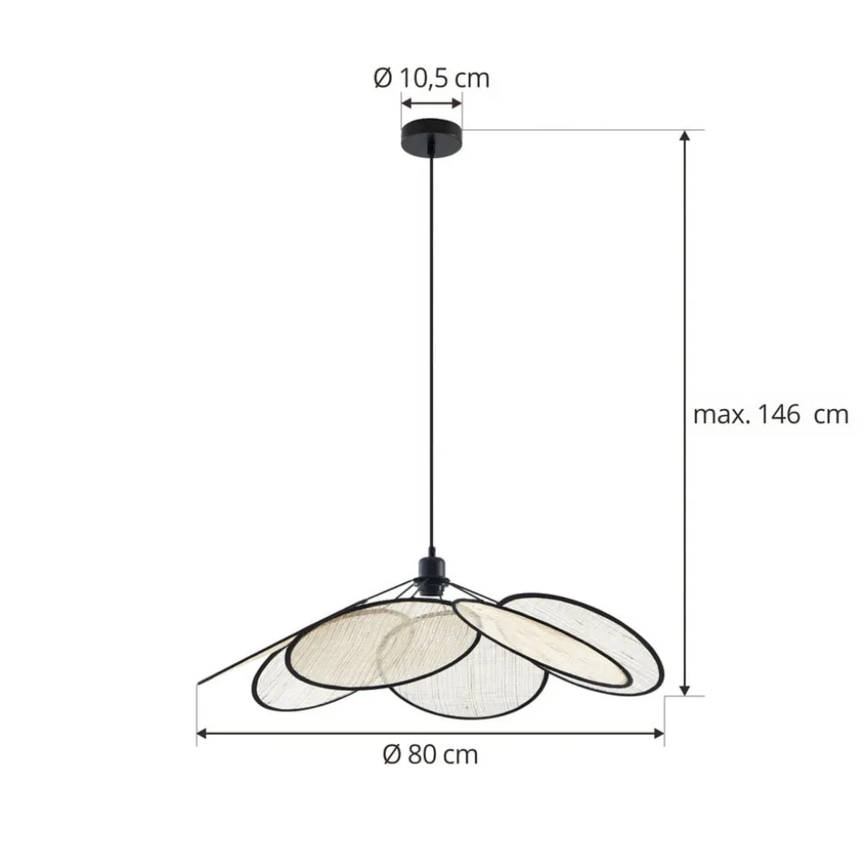 Lindby pendel Astraia, natur/sort, hør, Ø 80 cm