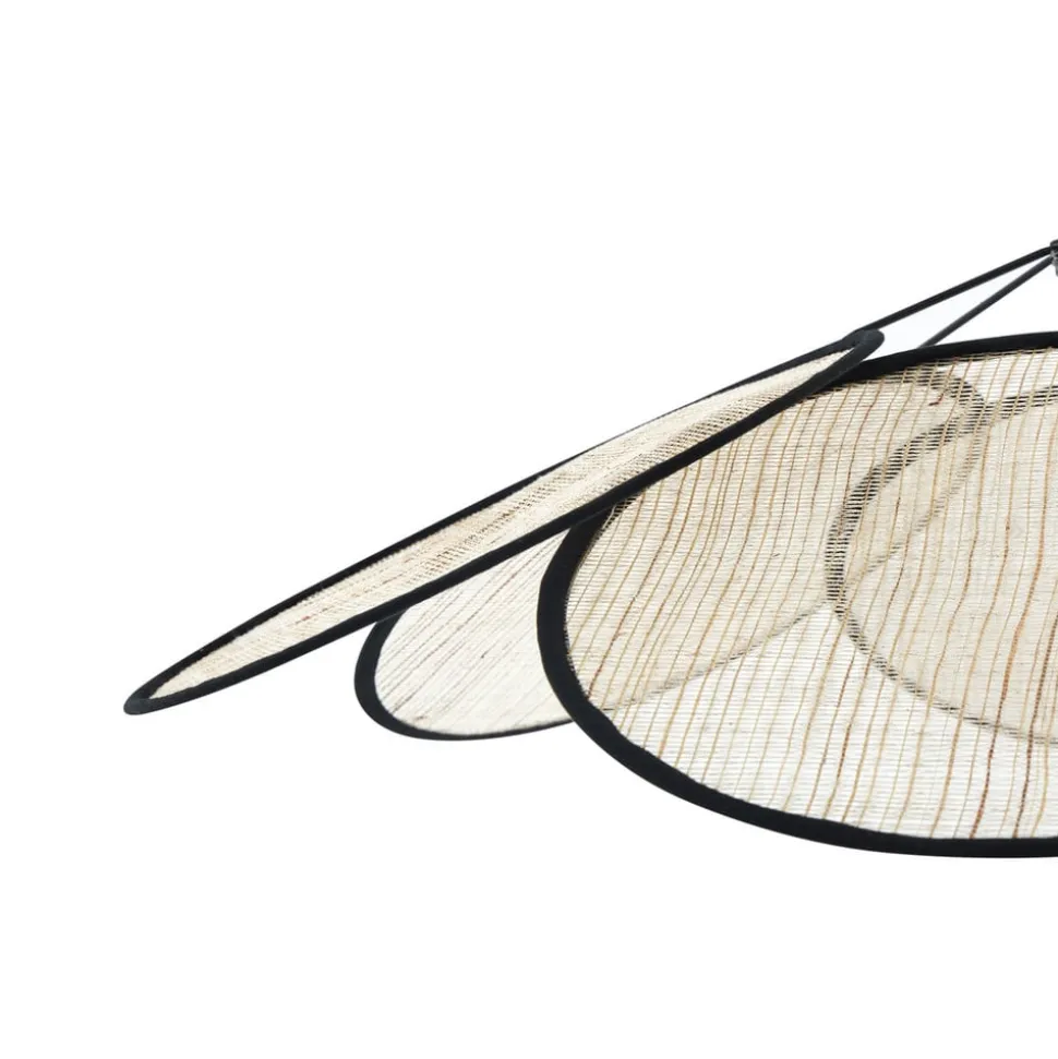 Lindby pendel Astraia, natur/sort, hør, Ø 80 cm