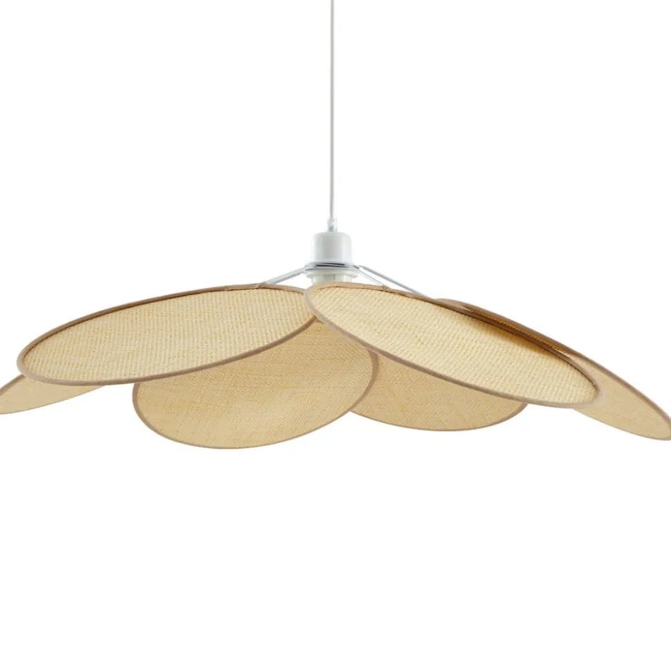 Lindby pendel Astraia, natur/hvid, rattan, Ø 80 cm