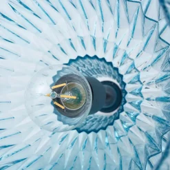 Lindby pendel Belarion, blå, 1-lys, glas, Ø 23 cm
