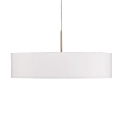 Lindby pendel Sebatin, Ø 50 cm, hvid, stof, E27