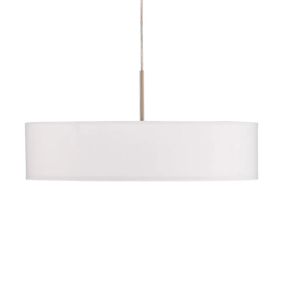 Lindby pendel Sebatin, Ø 50 cm, hvid, stof, E27