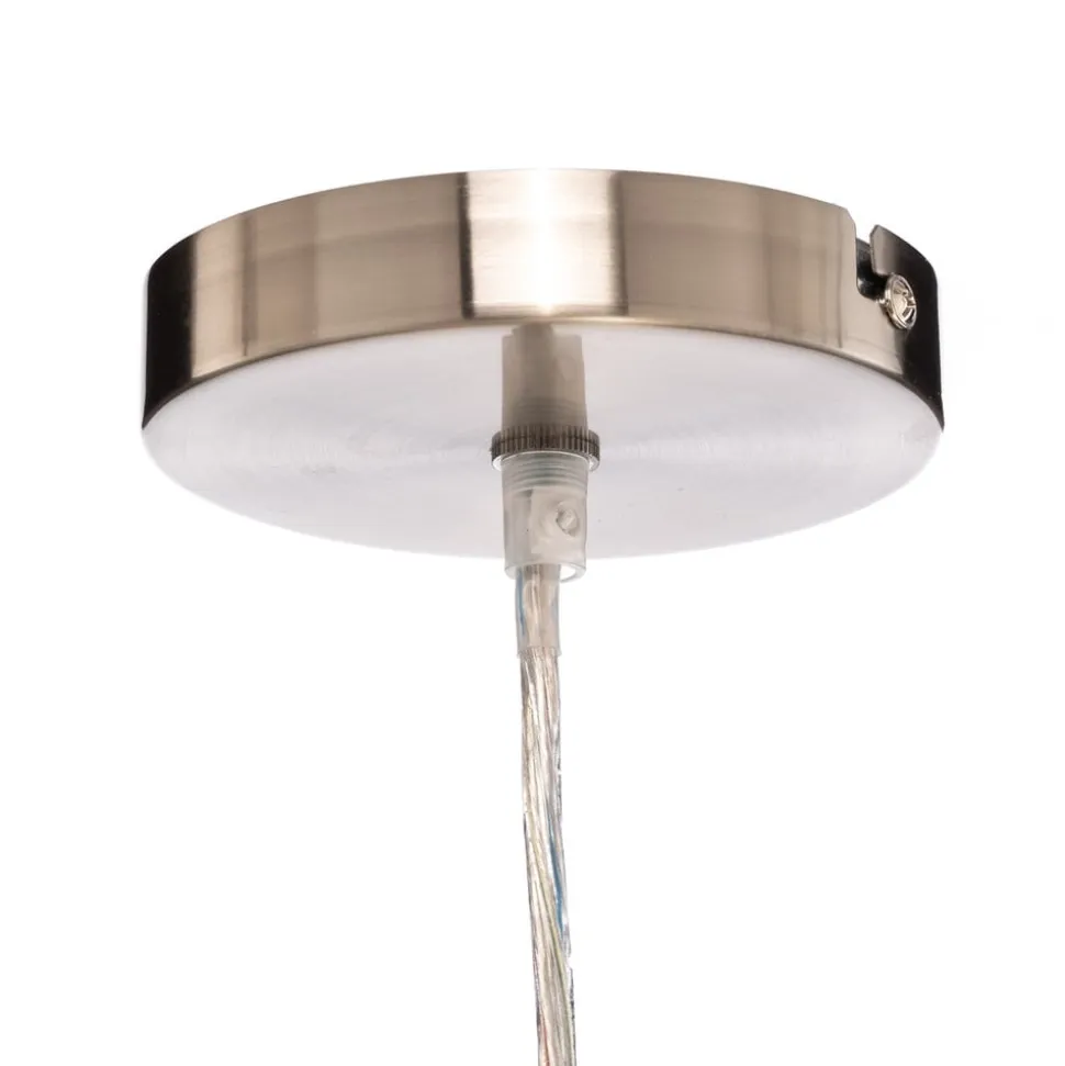 Lindby pendel Sebatin, Ø 50 cm, hvid, stof, E27