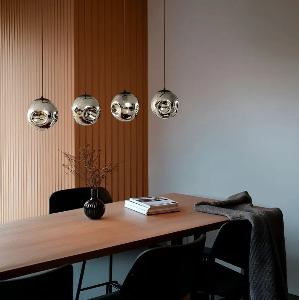Lindby pendel Valentina, E14, 4-lys, røgfarvet grå, glas