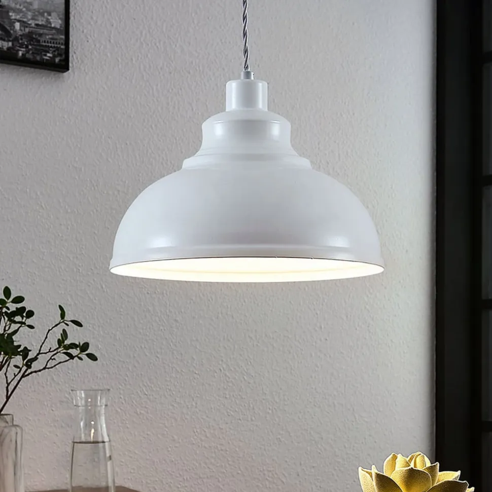 Lindby pendellampe Albertine, 29 cm, hvid, metal