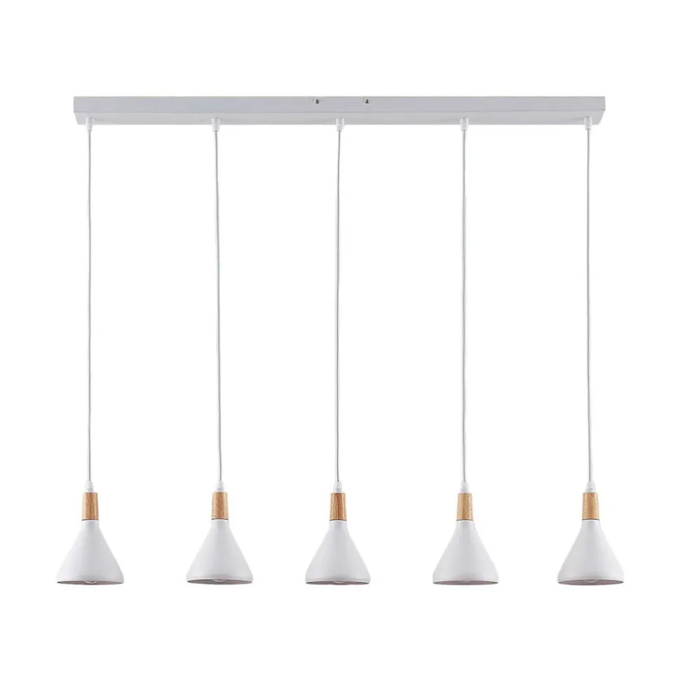 Lindby pendellampe Arina, 100 cm, hvid, 5 lyskilder, E14