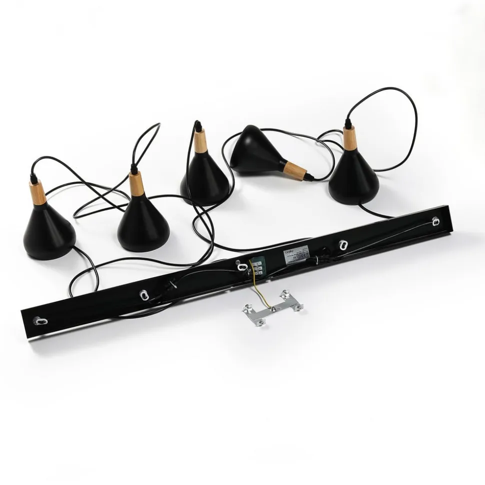 Lindby pendellampe Arina, 100 cm, sort, 5 lyskilder