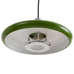 Lindby pendellampe Branford, retro, Ø 35 cm, grøn, metal