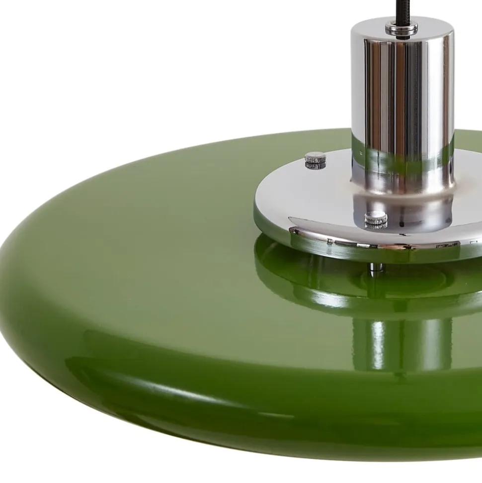 Lindby pendellampe Branford, retro, Ø 35 cm, grøn, metal