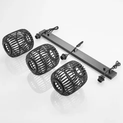 Lindby pendellampe Canyana, sort, 3-lys, rattan, 105 cm