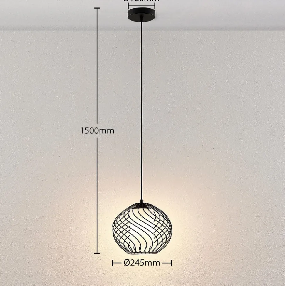 Lindby pendellampe Cedrice, 1 lyskilde, sort, metal, E27