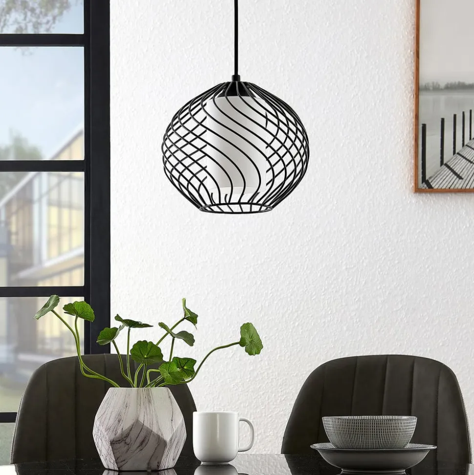 Lindby pendellampe Cedrice, 1 lyskilde, sort, metal, E27