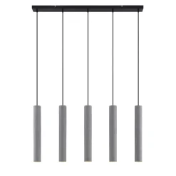 Lindby pendellampe Concretto, 100 cm, grå, 5 lyskilder, beton