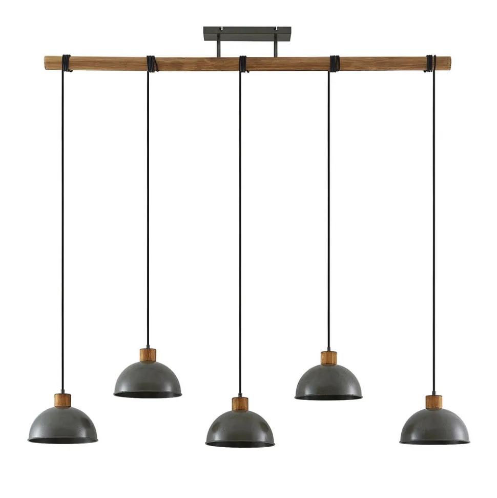 Lindby pendellampe Durbis, 149 cm, sort, 5 lyskilder, træ