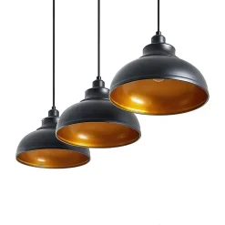 Lindby pendellampe Emna, 3 lyskilder, sort/guld, metal, 101 cm
