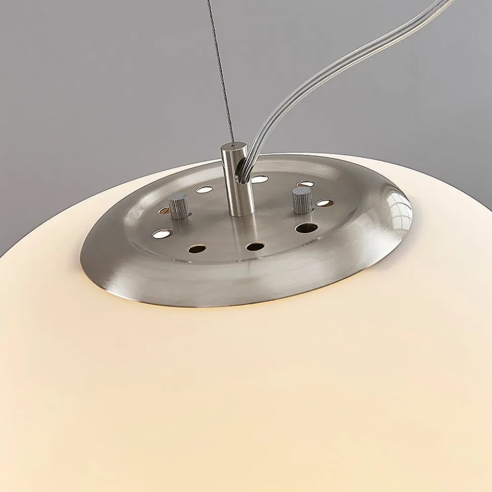 Lindby pendellampe Ginevra, Ø 38 cm, hvid, glas, E27