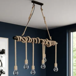 Lindby pendellampe Hajo, 100 cm, 6 lyskilder, rebpendel