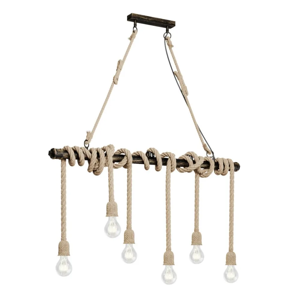 Lindby pendellampe Hajo, 100 cm, 6 lyskilder, rebpendel