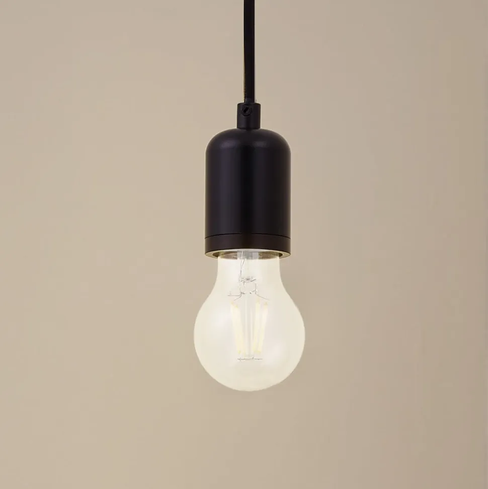 Lindby pendellampe Hattie, sort, Ø 4,7 cm, metal, E27