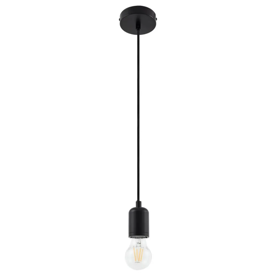 Lindby pendellampe Hattie, sort, Ø 4,7 cm, metal, E27