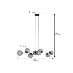 Lindby pendellampe Isamer, røggrå, 130 cm, globus