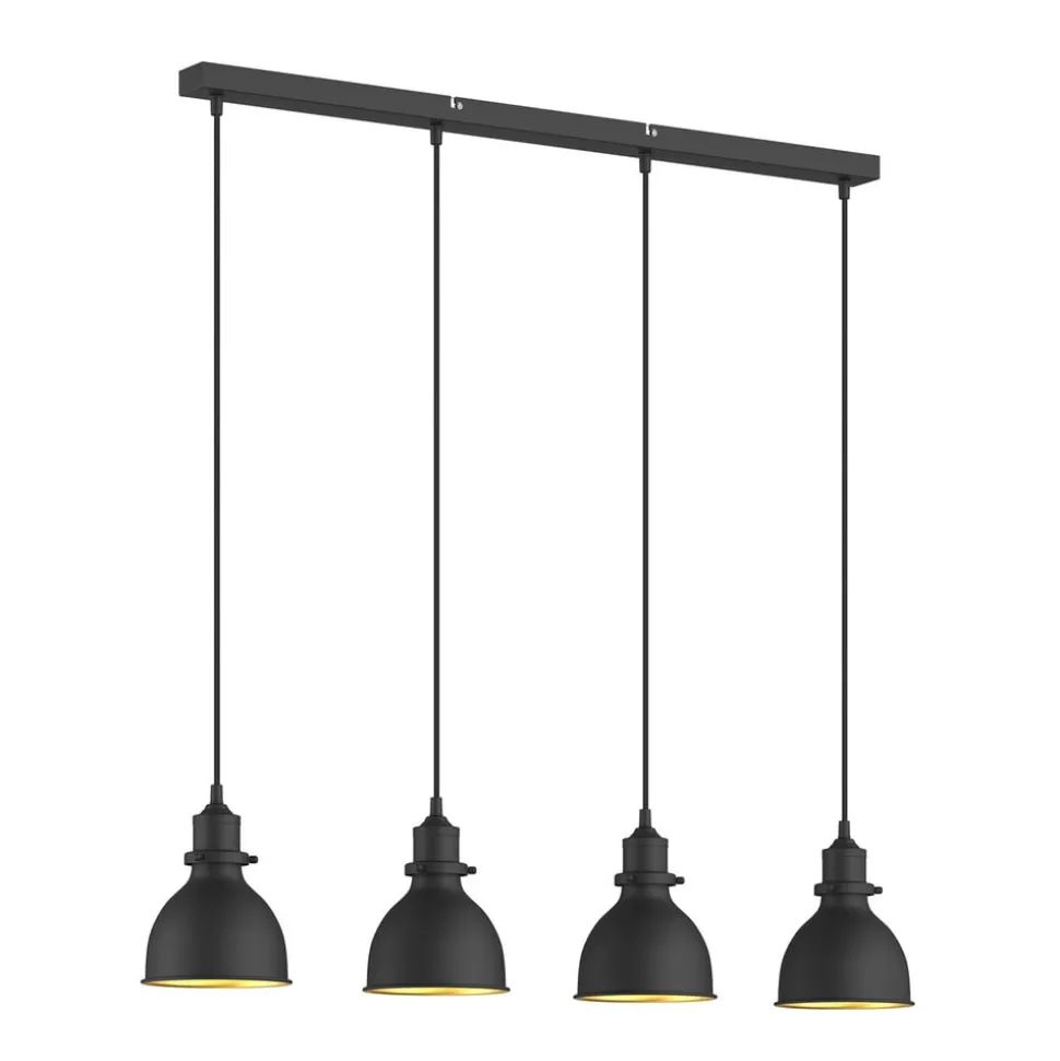 Lindby pendellampe Jasminka, sort/guld, metal, 4 lyskilder.