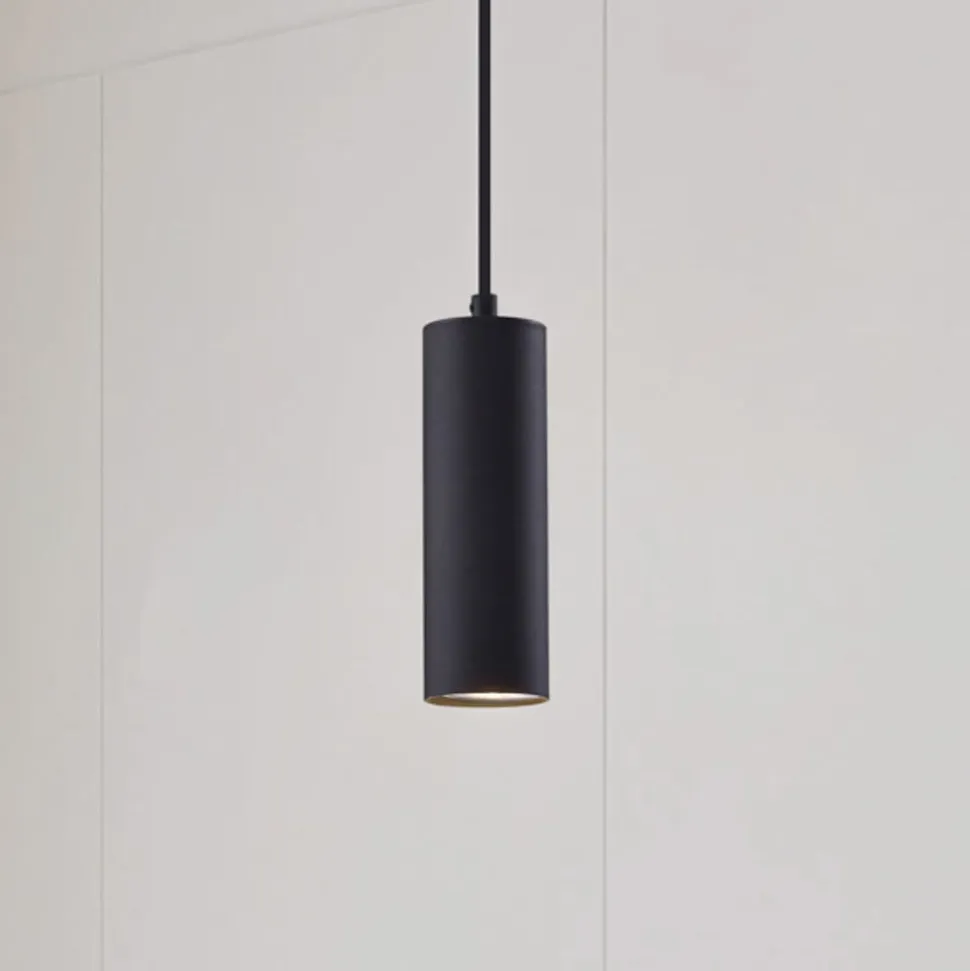 Lindby pendellampe Joffrey, Ø 6 cm, sort, metal, GU10