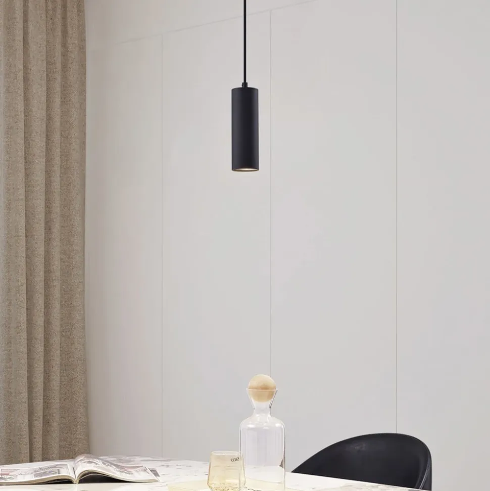 Lindby pendellampe Joffrey, Ø 6 cm, sort, metal, GU10