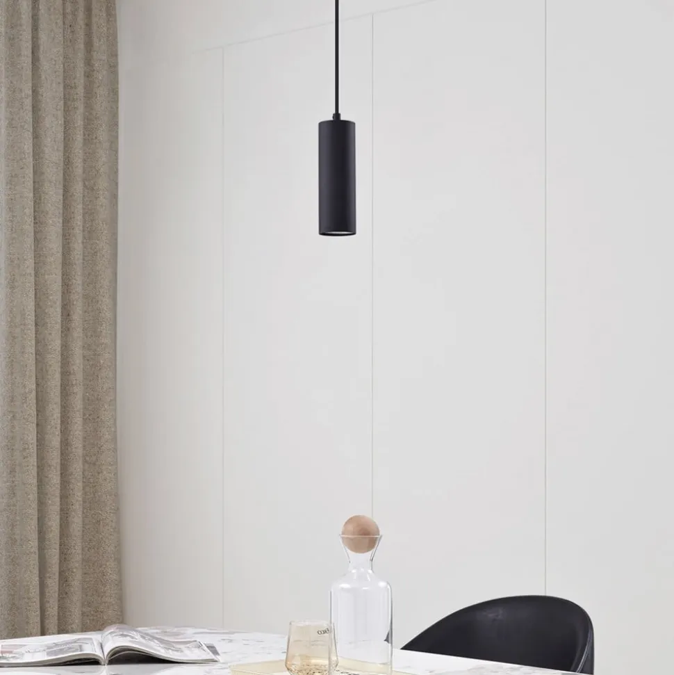 Lindby pendellampe Joffrey, Ø 6 cm, sort, metal, GU10