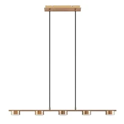 Lindby pendellampe Kaylou, 5 lyskilder, bronzefarvet, aluminium