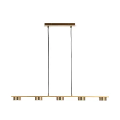 Lindby pendellampe Kaylou, 5 lyskilder, bronzefarvet, aluminium