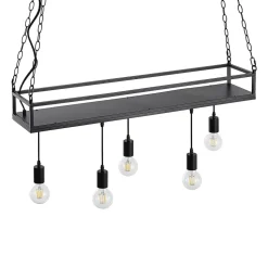 Lindby pendellampe Kirista, 5 lyskilder, sort, metal, 100 cm