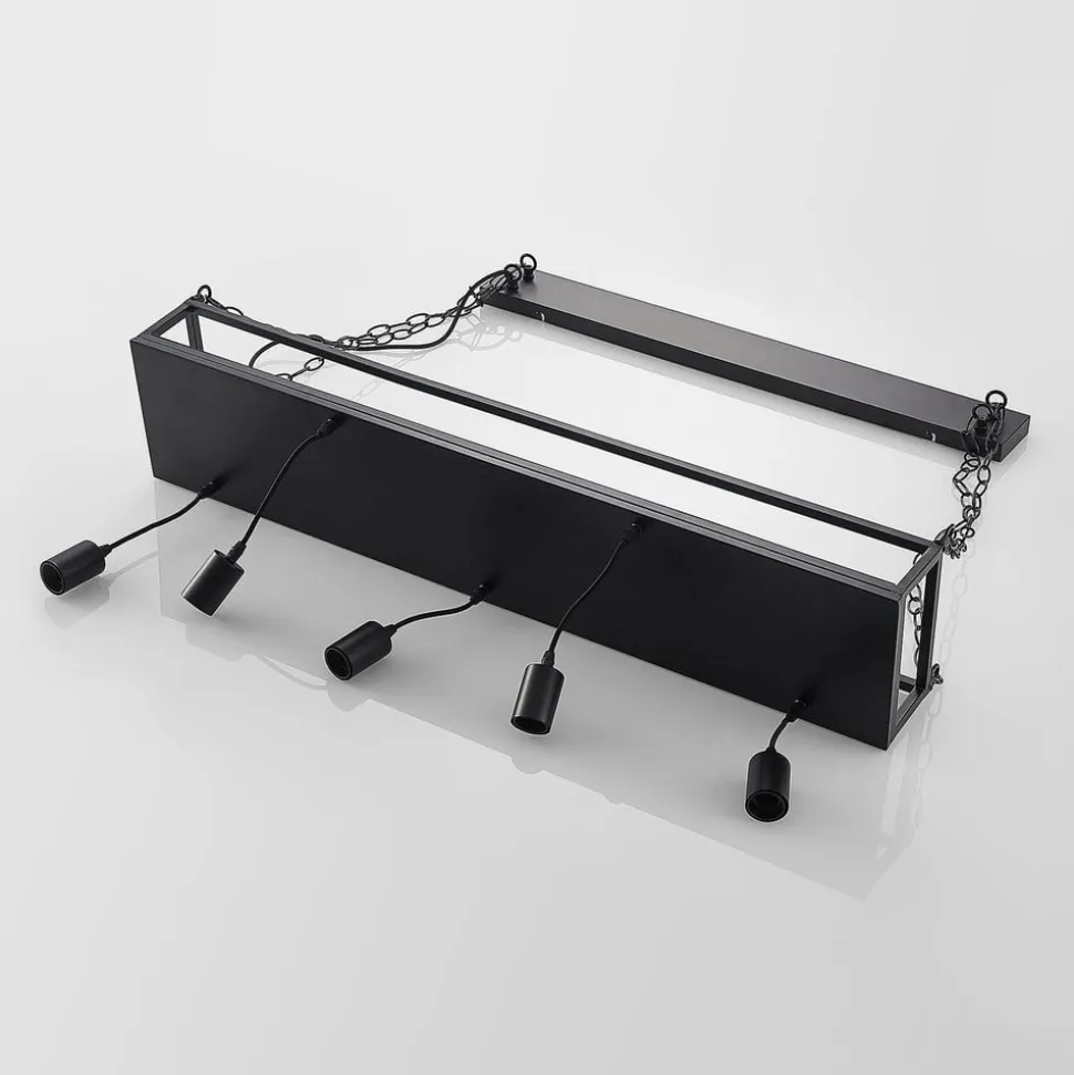 Lindby pendellampe Kirista, 5 lyskilder, sort, metal, 100 cm