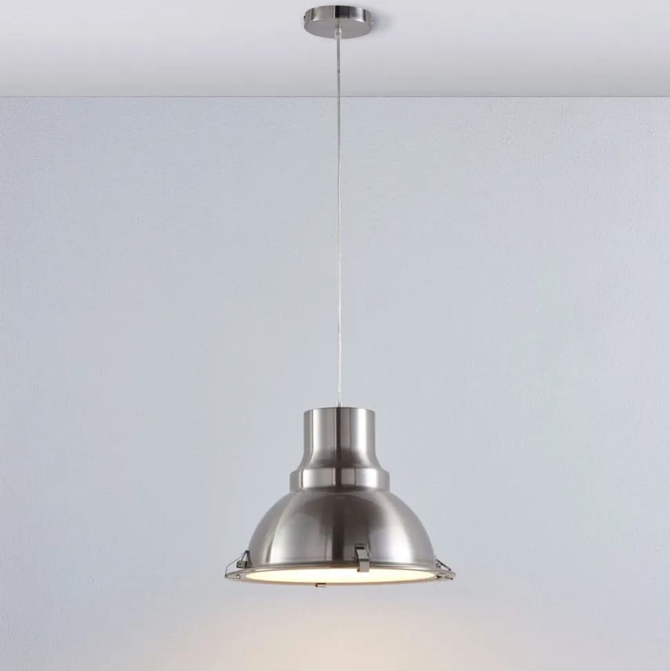 Lindby pendellampe Letty, Ø 39 cm, nikkelfarvet, metal, E27