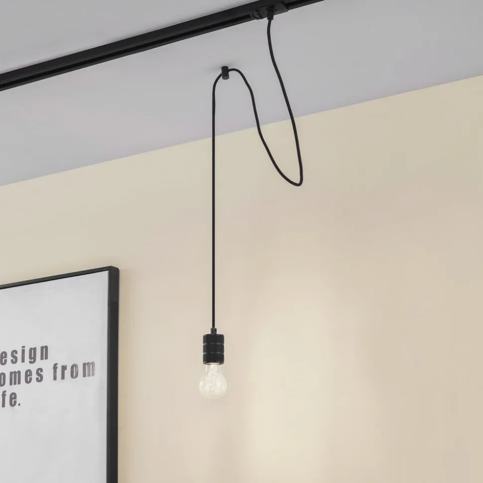 Lindby pendellampe Linaro, Ø 4,6 cm, sort, 1-faset, E27