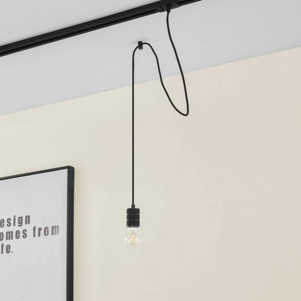 Lindby pendellampe Linaro, Ø 4,6 cm, sort, 1-faset, E27