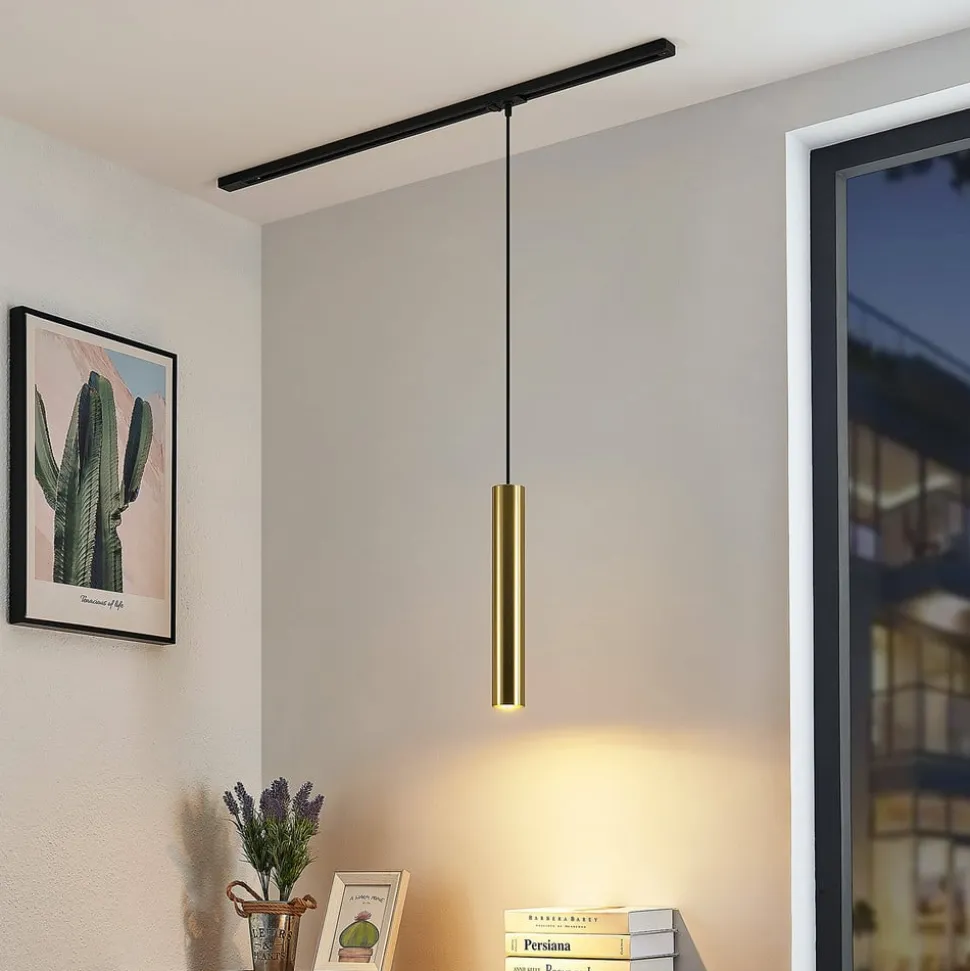 Lindby pendellampe Linaro, 40 cm, guld, 1-faset, GU10