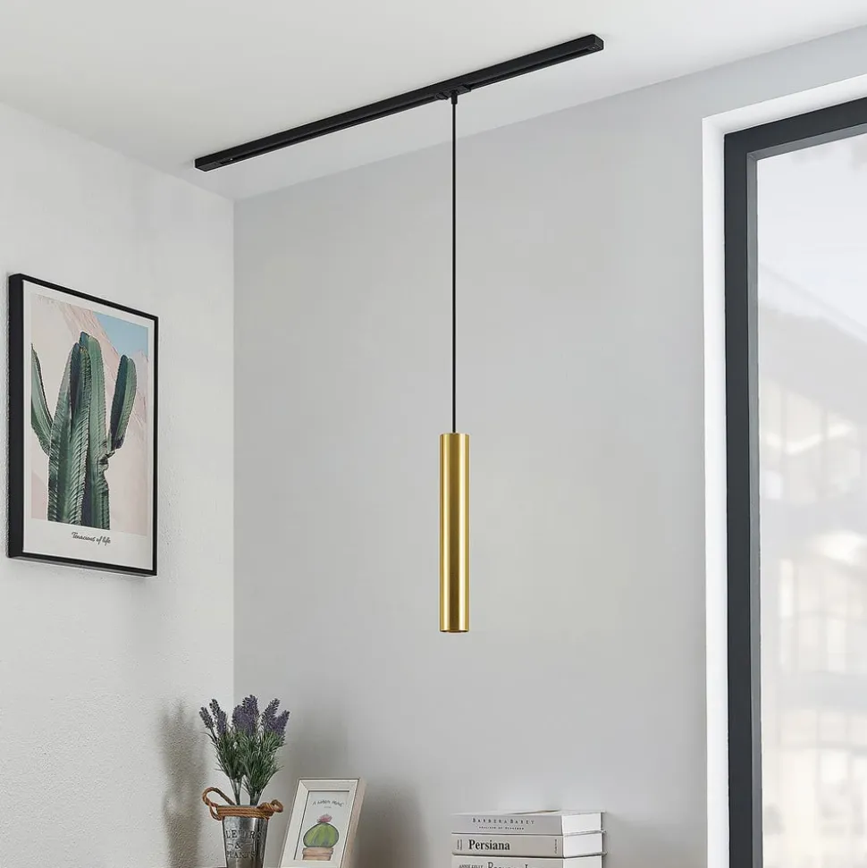 Lindby pendellampe Linaro, 40 cm, guld, 1-faset, GU10