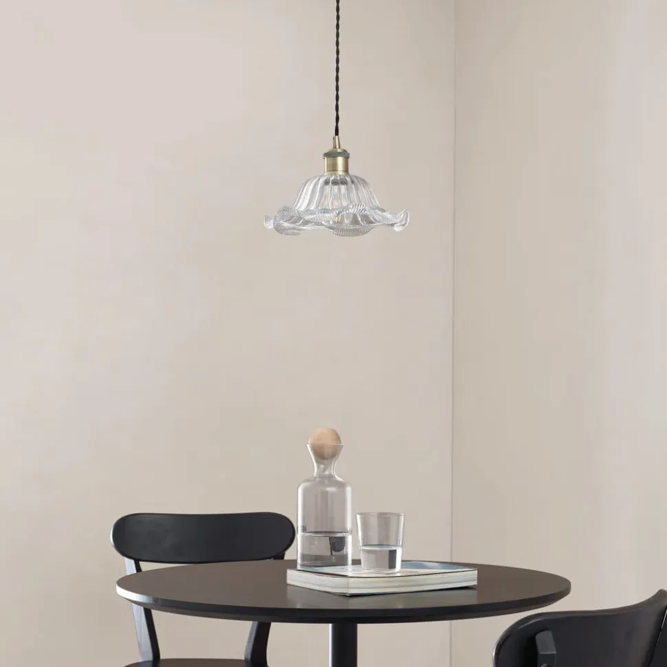 Lindby pendellampe Ludowika, transparent, glas, Ø25cm, E27