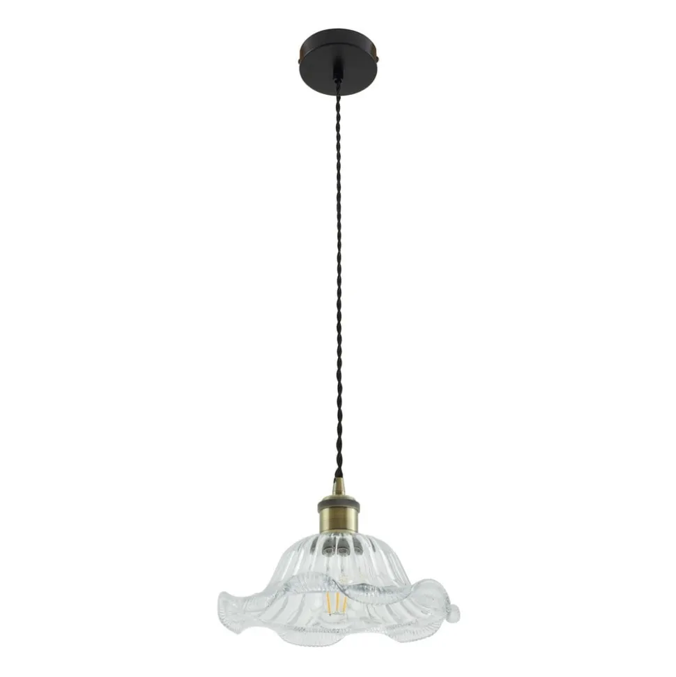 Lindby pendellampe Ludowika, transparent, glas, Ø25cm, E27