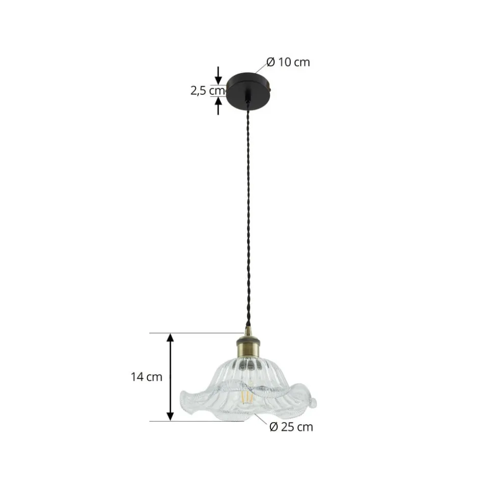 Lindby pendellampe Ludowika, transparent, glas, Ø25cm, E27