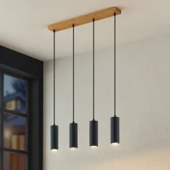 Lindby pendellampe Maniva. 60 cm, 4 lyskilder, sort, GU10